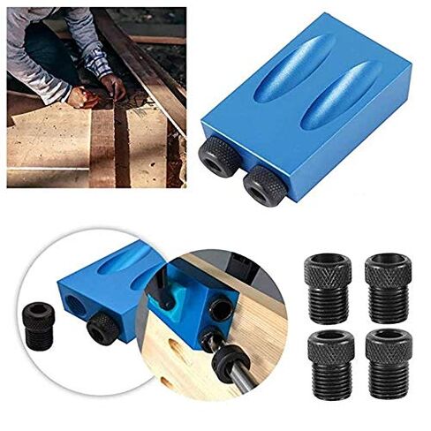 14 Pcs Pocket Hole Jig Kit for Woodworking – Aluminum Pocket Screw Jig ±0.2 mm Precision, 15° Drill Guide, 6 Bushings 6–10 mm, 3 Bits, Stop Collars, Case & Adapter – for Concealed Holes, Wood Joining in Saudi Arabia