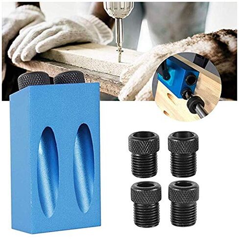 14 Pcs Pocket Hole Jig Kit for Woodworking – Aluminum Pocket Screw Jig ±0.2 mm Precision, 15° Drill Guide, 6 Bushings 6–10 mm, 3 Bits, Stop Collars, Case & Adapter – for Concealed Holes, Wood Joining in Saudi Arabia