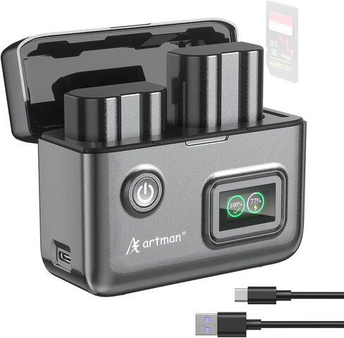 Artman EN-EL15 EN-EL15C بطارية 2500 مللي أمبير (عبوة من قطعتين) وشاحن بفتحتين مع شاشة LCD لكاميرات Nikon D7500 D7200 D7100 D7000 D850 D800 D800E D810 D810A D780 D750 D600 Z8 Z7 Z7II Z6 Z6II Z6III Z5 ZF in Kuwait