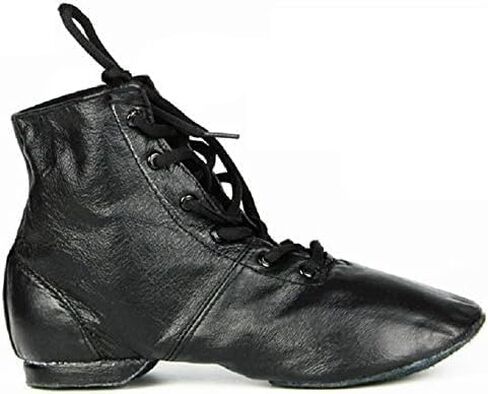 Cheapdancing Women’s Leather Practice Dancing Shoes Jazz Boots Soft-Soled High Boots, Black in Saudi Arabia
