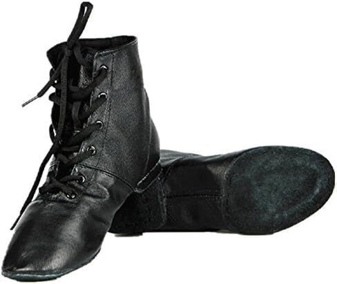 Cheapdancing Women’s Leather Practice Dancing Shoes Jazz Boots Soft-Soled High Boots, Black in Saudi Arabia