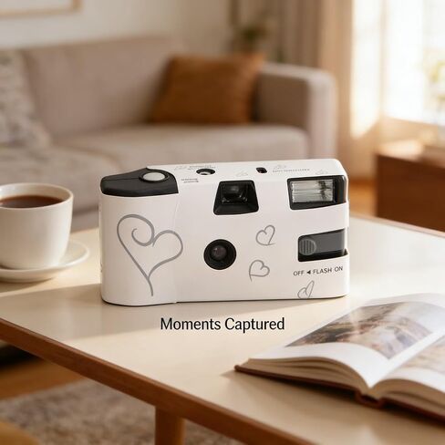 كاميرا فيلم مع بطارية 900 مللي أمبير في الساعة، إعداد يدوي كامل للاستخدام مرة واحدة، مصراع فلاش، 16 قطعة من الأفلام الملونة مقاس 35 مم، جودة صورة قديمة - تبعث على الحنين، فيلم مدمج مريح، مثالية لـ in Kuwait