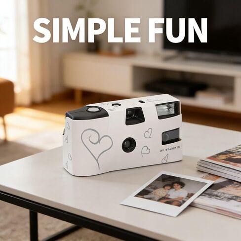 كاميرا فيلم مع بطارية 900 مللي أمبير في الساعة، إعداد يدوي كامل للاستخدام مرة واحدة، مصراع فلاش، 16 قطعة من الأفلام الملونة مقاس 35 مم، جودة صورة قديمة - تبعث على الحنين، فيلم مدمج مريح، مثالية لـ in Kuwait