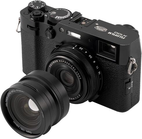 عدسة تحويل واسعة VILTROX WCL-X100 VI، عدسة التعرف التلقائي بزاوية واسعة 0.8X لكاميرا Fujifilm X100VI X100V X100F، أسود in Kuwait