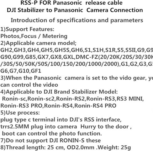 كابل تحرير مصراع الكاميرا RSS-P لباناسونيك GH5S، GH5، G9، متوافق مع مثبت DJI Ronin، جهاز التحكم عن بعد TRRS 2.5 مم للصور والفيديو in Kuwait