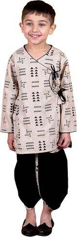 Boys Cotton Dhoti Kurta Set, Full Sleeve Traditional Indian Outfit for Festivals, Weddings & Cultural Events in Kuwait