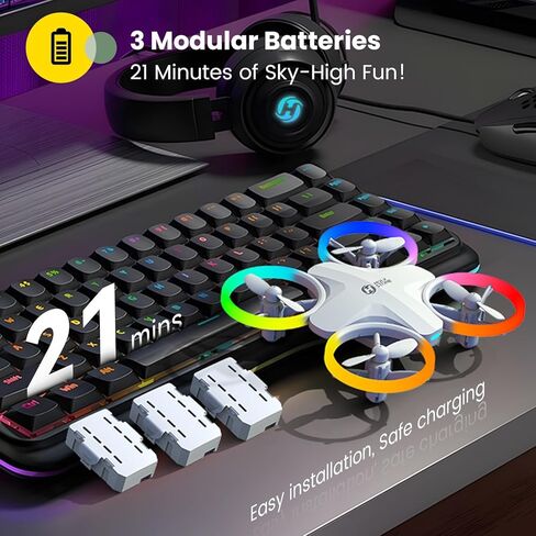Holy Stone HS180 LED Mini Drone for Kids Beginners, RC Quadcopter with 3 Batteries 21 Min Flight, Easy to Fly, One Key Start, Altitude Hold, 3D Flips, Circle Fly, Headless Mode, Great Gift Toy Drone in Saudi Arabia