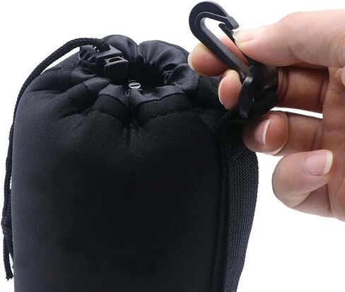 1Pc Thickened and fleece-lined camera lens bag, suitable for protecting telephoto lenses, includes a shoulder strap and hook for easy carrying. in Saudi Arabia