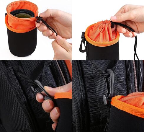 1Pc Thickened and fleece-lined camera lens bag, suitable for protecting telephoto lenses, includes a shoulder strap and hook for easy carrying. in Saudi Arabia