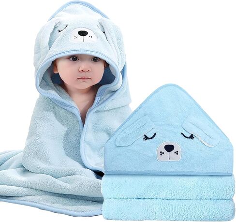 3 مناشف أطفال محطمة - منشفة حمام الأطفال الناعمة ذات الناعم الممتاز - مناشف امتصاص ونقص الصالح للطفل ، طفل صغير ، أساسيات حديثي الولادة in Kuwait