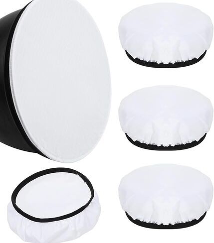 4 Pack 7" Photography Light Diffuser Sock, 18cm White Soft Diffuser Covers with Elastic Edge for Standard Studio Strobe Reflector, Video Lighting Flash & Dish, Premium Nylon Mesh for Portrait Photo Vi in Saudi Arabia