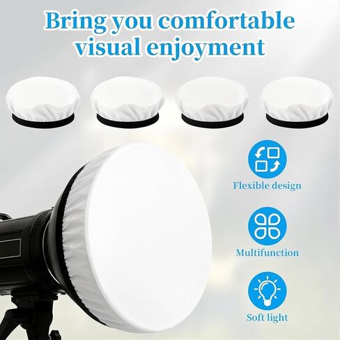 4 Pack 7" Photography Light Diffuser Sock, 18cm White Soft Diffuser Covers with Elastic Edge for Standard Studio Strobe Reflector, Video Lighting Flash & Dish, Premium Nylon Mesh for Portrait Photo Vi in Saudi Arabia