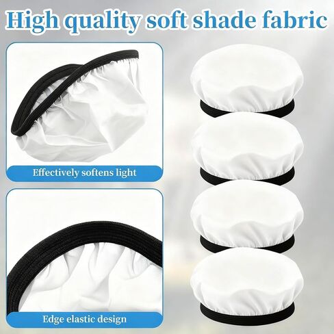 4 Pack 7" Photography Light Diffuser Sock, 18cm White Soft Diffuser Covers with Elastic Edge for Standard Studio Strobe Reflector, Video Lighting Flash & Dish, Premium Nylon Mesh for Portrait Photo Vi in Saudi Arabia