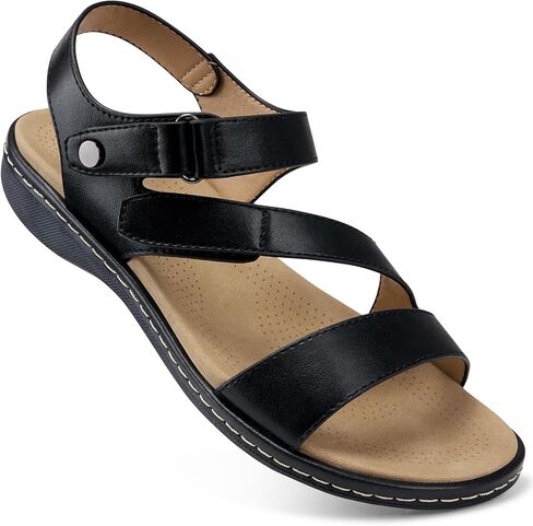 SHIBEVER Flat Sandals Women Dressy: Open Toe Adjustable Comfortable Flat - Casual Summer Non Slip Walking Sandals in Saudi Arabia