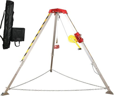 Confined Space Rescue Tripod Kit - 7' Adjustable Legs, 1200lbs Winch, 99' Cable, 32.8' Fall Protection - Safe Access for Industrial Work & Emergency Rescue in Kuwait