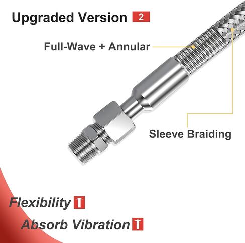خرطوم ضاغط الهواء مقاس 3/4 بوصة × 20 بوصة - قلب مموج من الفولاذ المقاوم للصدأ، غلاف حماية مضفر، 870 رطل لكل بوصة مربعة، أطراف دوارة مقاس 3/4 بوصة NPT in Kuwait