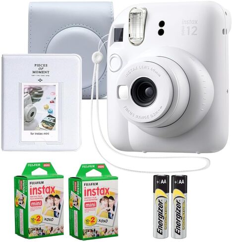 حزمة Fujifilm Instax Mini 12 Instant Camera Blossom Pink - تتضمن 40 ورقة Instax Mini Film، وحقيبة واقية، وألبوم صور صغير in Kuwait