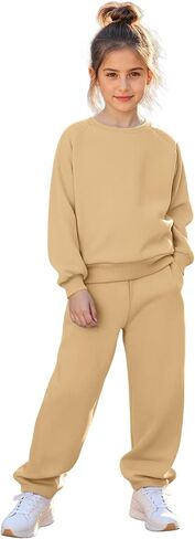 طقم ملابس رياضية للفتيات من Yesfashion قطعتين بأكمام راجلان 𝑺𝒘𝒆𝒂𝒕𝒔𝒉𝒊𝒓𝒕+𝑺𝒘𝒆𝒂𝒕𝒑𝒂𝒏𝒕𝒔، 4-13 سنة in Saudi Arabia