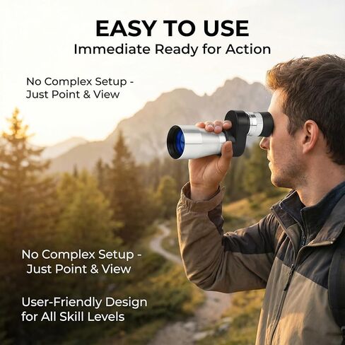 تلسكوب أحادي العين محمول مقاس 10 × 20، نطاق عالي الدقة محمول باليد مع مادة ABS معززة ومطاط سميك، تلسكوب صغير بتصميم بيد واحدة لمشاهدة الطيور والمشي لمسافات طويلة in Saudi Arabia
