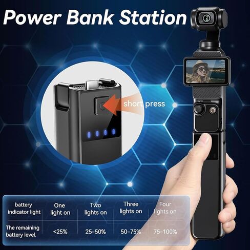 Intelligent Protected Battery Handle Camera Grip for Pocket3 Provides 68% Usage Time Tripod Mounting Compatibility Battery for Camera in Saudi Arabia