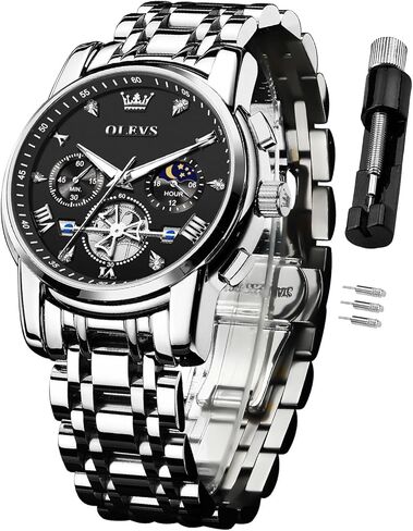 Olevs Watch Men Men Business Dress Adalog Quartz Diamond Diamond Stains Steel Conflist in Kuwait