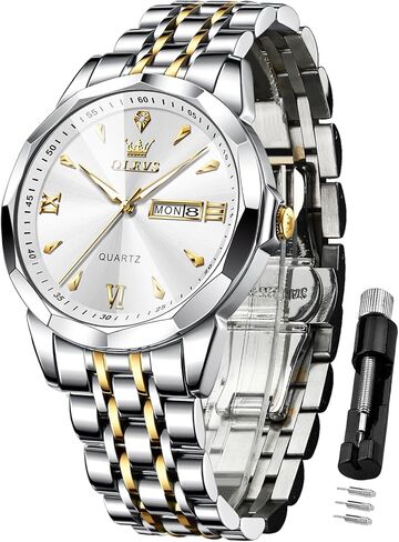Olevs Watch Men Men Business Dress Adalog Quartz Diamond Diamond Stains Steel Conflist in Kuwait
