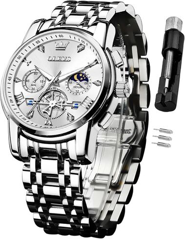 Olevs Watch Men Men Business Dress Adalog Quartz Diamond Diamond Stains Steel Conflist in Kuwait