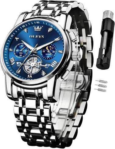 Olevs Watch Men Men Business Dress Adalog Quartz Diamond Diamond Stains Steel Conflist in Kuwait