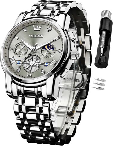Olevs Watch Men Men Business Dress Adalog Quartz Diamond Diamond Stains Steel Conflist in Kuwait