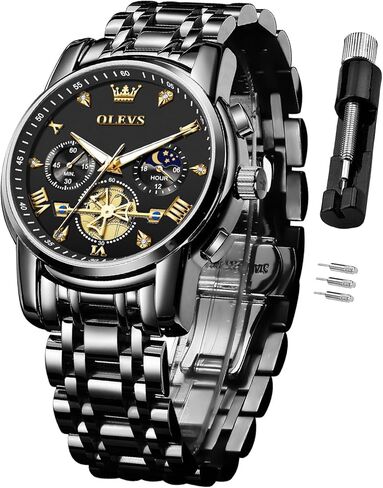 Olevs Watch Men Men Business Dress Adalog Quartz Diamond Diamond Stains Steel Conflist in Kuwait