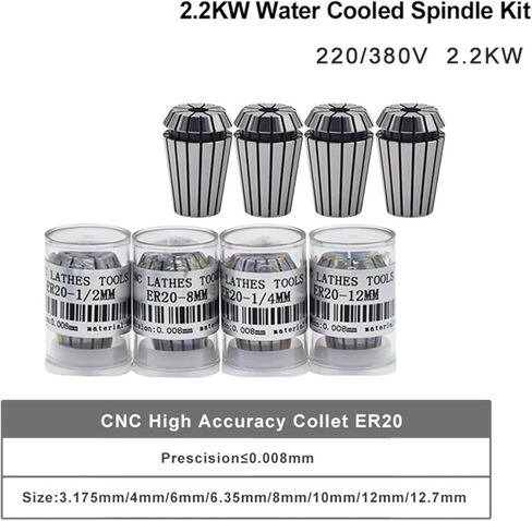 2.2kw ER20 water cooled spindle kit 2.2kw & inverter & 80mm bracket & 80w water pump(380V,4pcs Steel Bearing) in Saudi Arabia