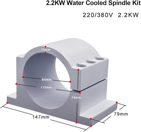 2.2kw ER20 water cooled spindle kit 2.2kw & inverter & 80mm bracket & 80w water pump(380V,4pcs Steel Bearing) in Saudi Arabia