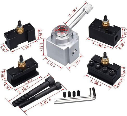 FLEXMAN Wedge Type Quick Changeover Tool Post Set, Aluminum Alloy Mini Lathe Quick Changeover Tool Post Holder Kit in Kuwait