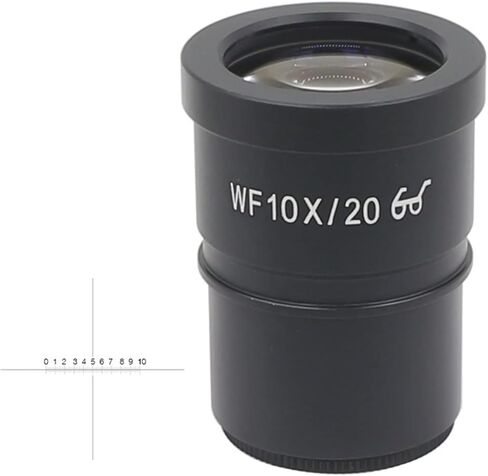 طقم مجهر WF10X/20 WF10X/22 عدسة عينية واسعة الزاوية مع محولات عدسة مجهر ميكرومتر بمقياس شبكاني (اللون: WF10X 20 Dia 30 مم) in Kuwait