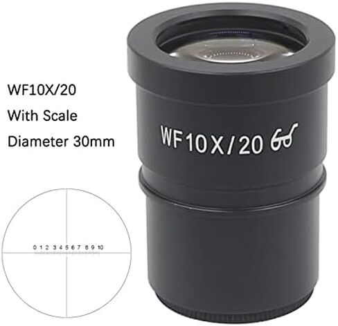 طقم مجهر WF10X/20 WF10X/22 عدسة عينية واسعة الزاوية مع محولات عدسة مجهر ميكرومتر بمقياس شبكاني (اللون: WF10X 20 Dia 30 مم) in Kuwait