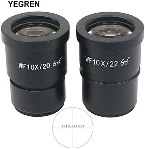 طقم مجهر WF10X/20 WF10X/22 عدسة عينية واسعة الزاوية مع محولات عدسة مجهر ميكرومتر بمقياس شبكاني (اللون: WF10X 20 Dia 30 مم) in Kuwait