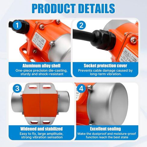 30W Concrete Vibrator Vibration Screen with Speed Controller, 3600RPM Waterproof Vibration Motor, 110V AC Single Phase Power Vibrating Motor for Sand Shaking Table in Saudi Arabia