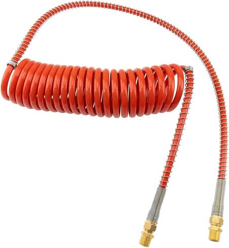 20' RED COIL COILED AIR LINE HOSE - TRAILER BRAKE - 1/2" Fittings in Saudi Arabia