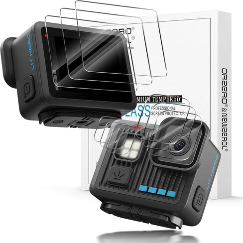 Orzero (3+3+3) متوافق مع Gopro Lit Hero، 3 عبوات من واقي شاشة العرض + 3 عبوات من واقي عدسة الكاميرا + 3 عبوات من واقي مصباح الفلاش، زجاج مقسى 9H عالي الوضوح وخالي من الفقاعات ومضاد للخدش in Kuwait