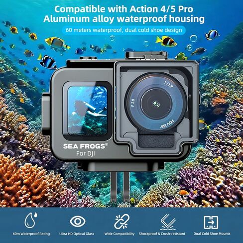 حافظة مقاومة للماء لـ Action 4/5 Pro، عمق 60 مترًا تحت الماء، هيكل من سبائك الألومنيوم، تصميم حذاء بارد مزدوج (YH-SF15004) in Kuwait