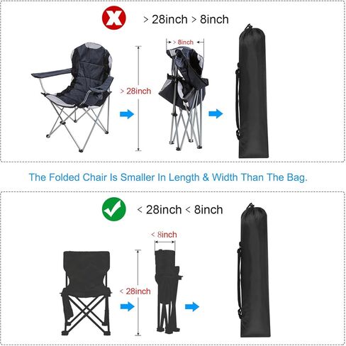 28x8 Inch Camp Chair Replacement Bag, 2 Pack Nylon Folding Camping Chair Carry Bag Tripod Case Bag with Handle for Outdoor Camping, Black in Saudi Arabia