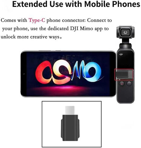 محول الهاتف الذكي IIIZ USB-C لـ DJI Pocket 2، محول من النوع C لـ DJI Osmo Pocket Link لهواتف iPhone Air/17/16/15 وGalaxy/Andriod Phone، أسود in Kuwait