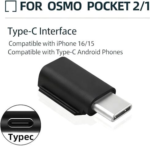 محول الهاتف الذكي IIIZ USB-C لـ DJI Pocket 2، محول من النوع C لـ DJI Osmo Pocket Link لهواتف iPhone Air/17/16/15 وGalaxy/Andriod Phone، أسود in Kuwait