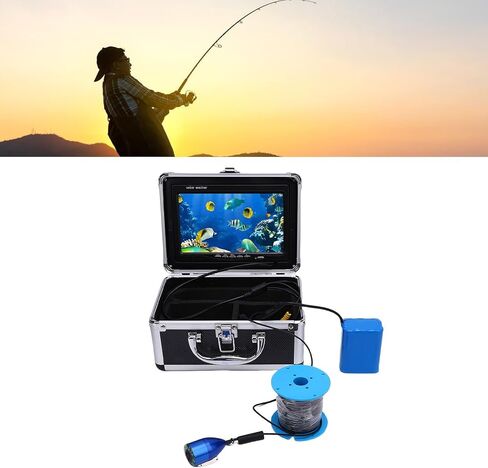 Jiawu Underwater Fishing Camera, Video Fish Finder, 7 inch Large Color Screen, 195 Degree Super Wide Angle Ice Fishing Camera, 5MP with 8 LED Lights for Lake Sea Boat Ice in Saudi Arabia