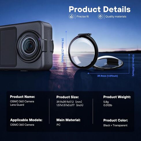 واقيات عدسات الصور من STARTRC لملحقات DJI Osmo 360، واقي عدسة PC لكاميرا Osmo 360 مقاومة للخدش/الغبار، عبوة من قطعتين in Saudi Arabia