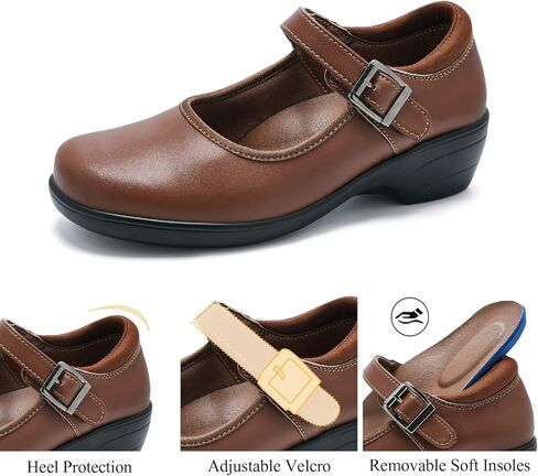 Womens Mary Jane Shoes with Arch Support Round Toe Ankle Strap Loafers Memory Foam Comfort Dress Shoes in Saudi Arabia