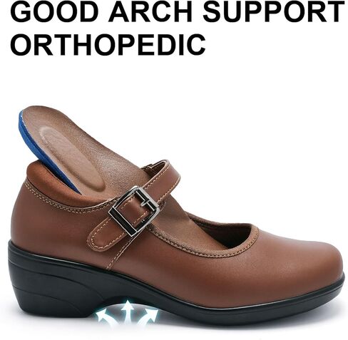 Womens Mary Jane Shoes with Arch Support Round Toe Ankle Strap Loafers Memory Foam Comfort Dress Shoes in Saudi Arabia