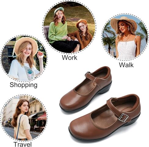 Womens Mary Jane Shoes with Arch Support Round Toe Ankle Strap Loafers Memory Foam Comfort Dress Shoes in Saudi Arabia