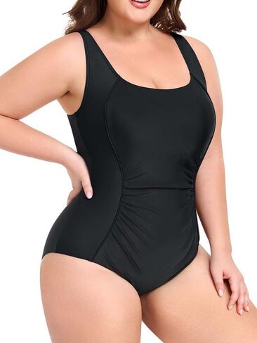 beautyin Plus Size Swimsuit for Women Adjustable Straps & Tummy Control Ruched Bathing Suit in Saudi Arabia