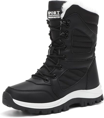 Jakcuz Women Snow Boots High Top Non-slip Waterproof Lace-up Winter Boots with Faux Fur Lined in Saudi Arabia